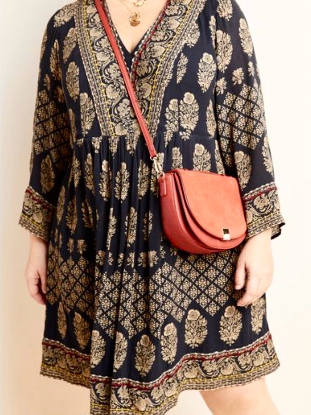 Maeve Boho Long Sleeve Embroidered Dress 2X Plus size